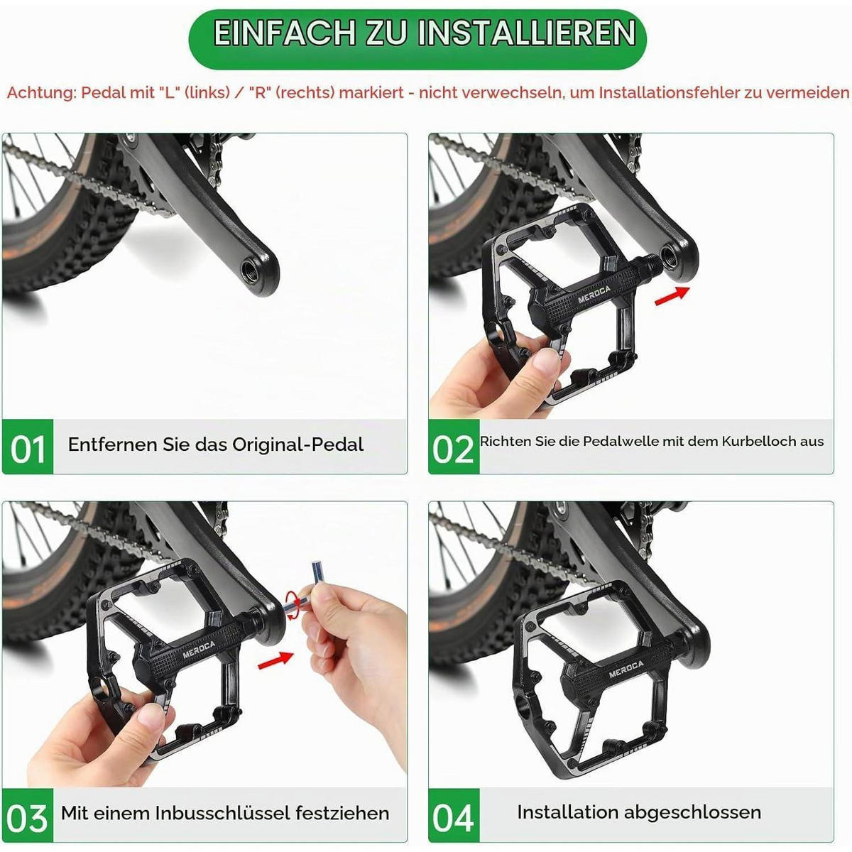 FAHRRADPEDALE 9/16 Zoll MTB Plattformpedale Aluminium Schwarz - Schwarz, Metall (10.1/2.5/10.6cm)