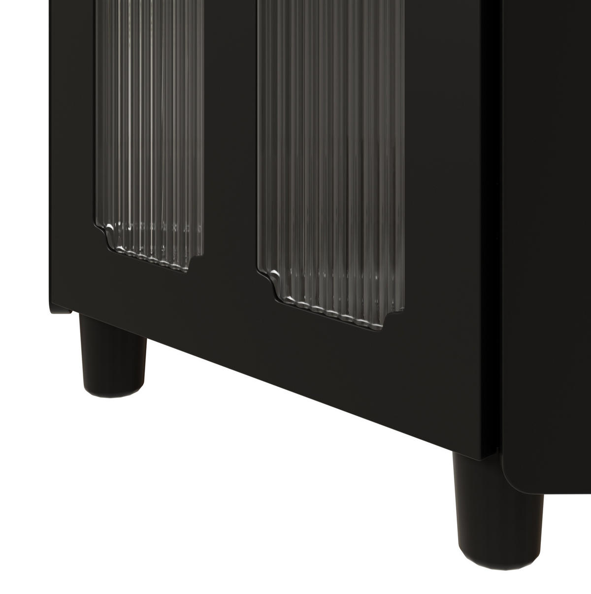 LED-ECKSCHRANK 63.5x16.5x124 cm Schwarz aus Spritzglas mit App-LED & 2-in-1 Stauraum - Schwarz, Holzwerkstoff (63.5/124/16.5cm) - Modfu