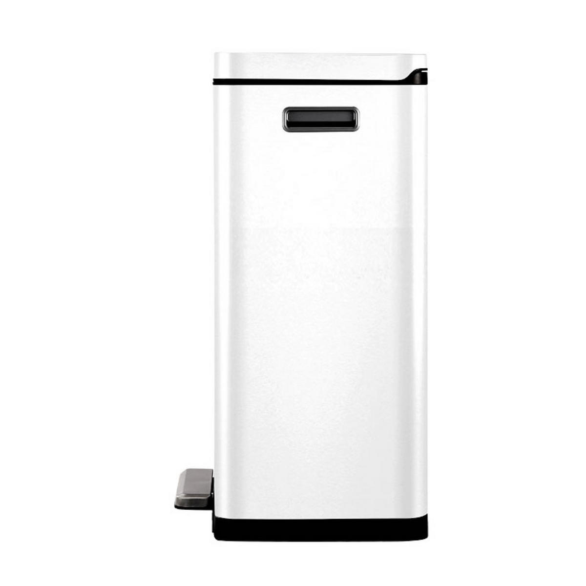 MÜLLEIMER Stilvoller Rechteckiger Mit Extra Breitem Pedal & Gedämpften Stay Open Deckel 65,2 x 43,3 x 33,4 cm 20 & 20 Liter Weiß - Weiß, Metall (43.3/65.2/33.4cm) - PROREGAL