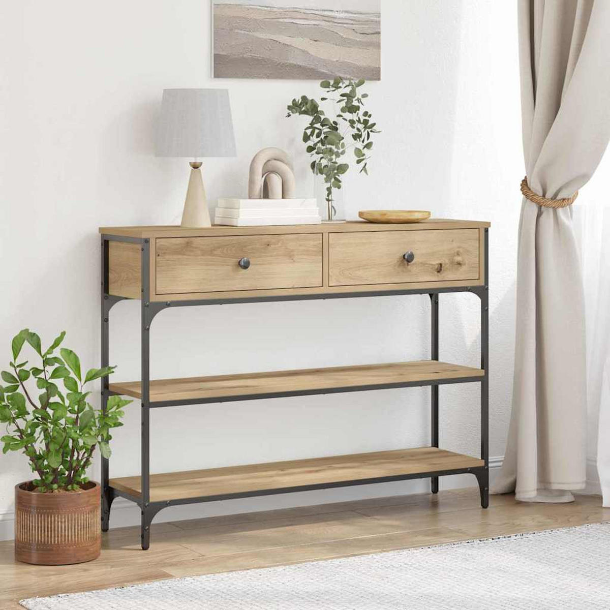 KONSOLENTISCH Artisan-Eiche 100/25/75 Cm Holzwerkstoff - Braun, Holzwerkstoff (100/25/75cm) - vidaXL