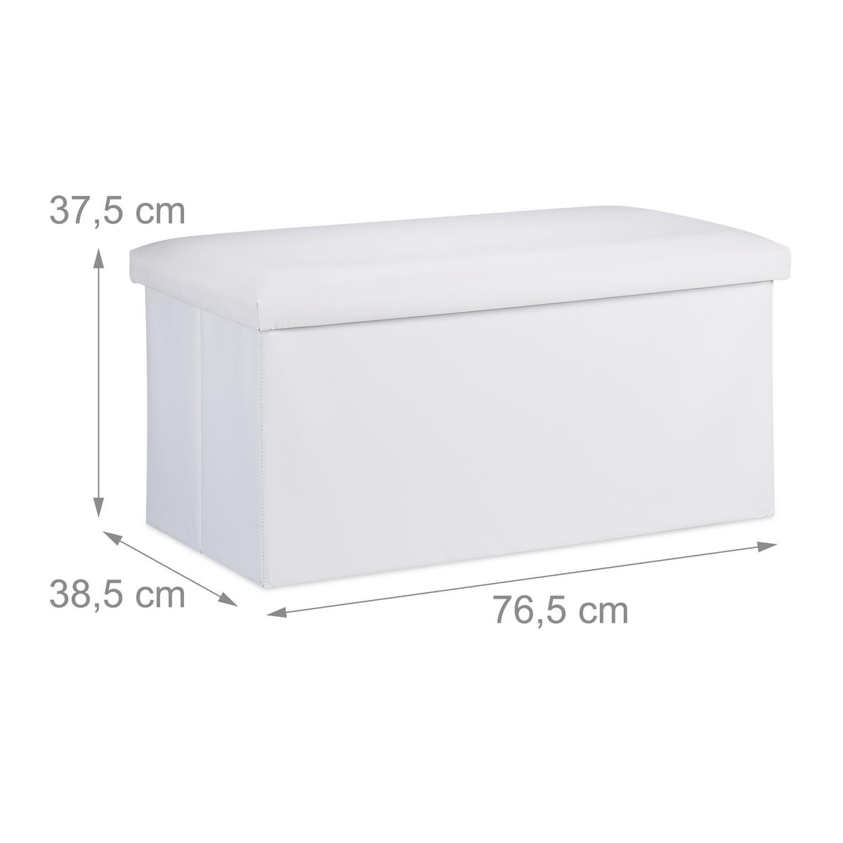 SITZBANK - Weiß, Holzwerkstoff/Kunststoff (76.5/37.5/38.5cm) - Relaxdays