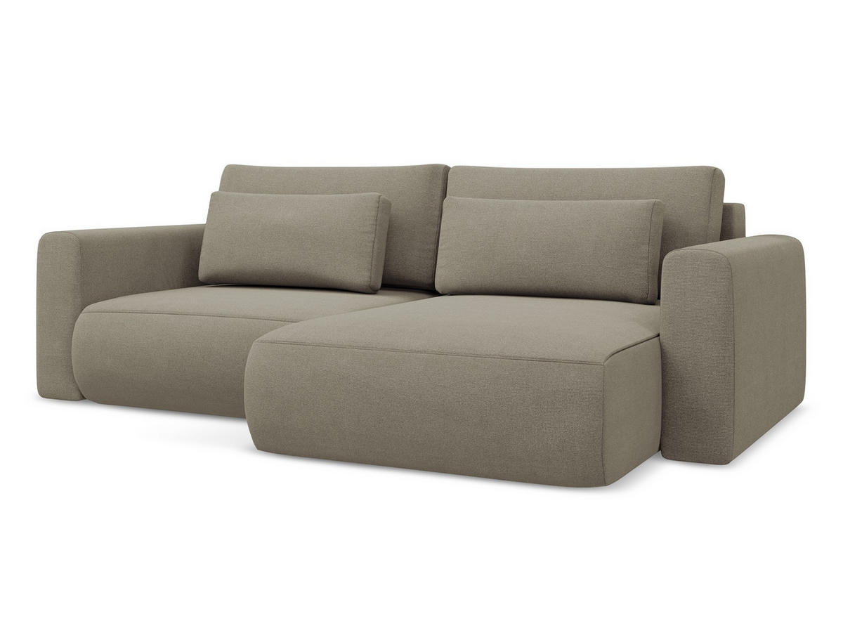 ECKSOFA mit Schlaffunktion Strukturstoff Stoff Grau - Schwarz/Grau, Kunststoff/Textil (148/257cm) - Makamii