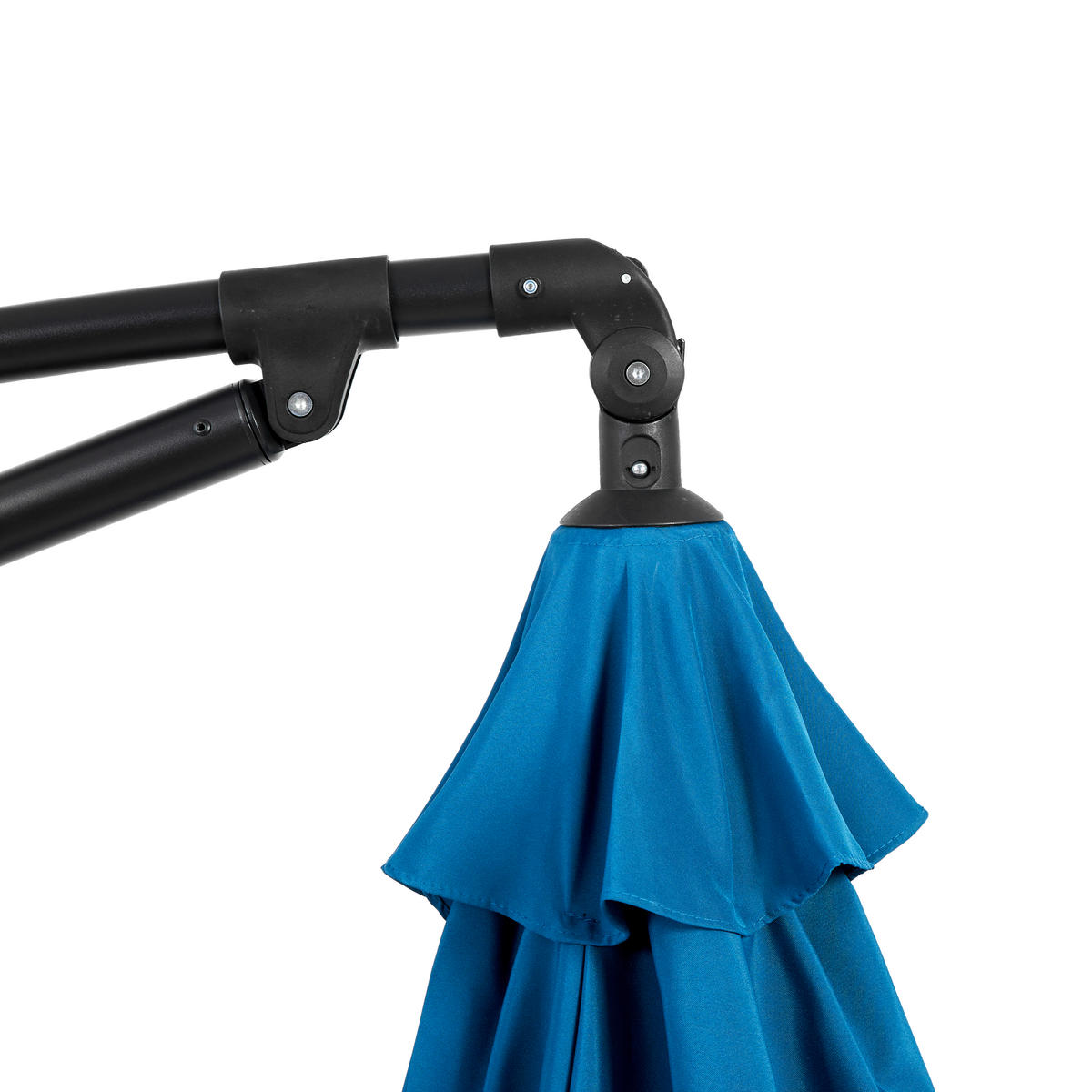 AMPELSCHIRM 294 cm Blau Stahl Hängender Gartenschirm mit Kurbel & Neigungsfunktion für Terrasse - Dunkelblau, Metall (294/294cm) - Urban Meuble