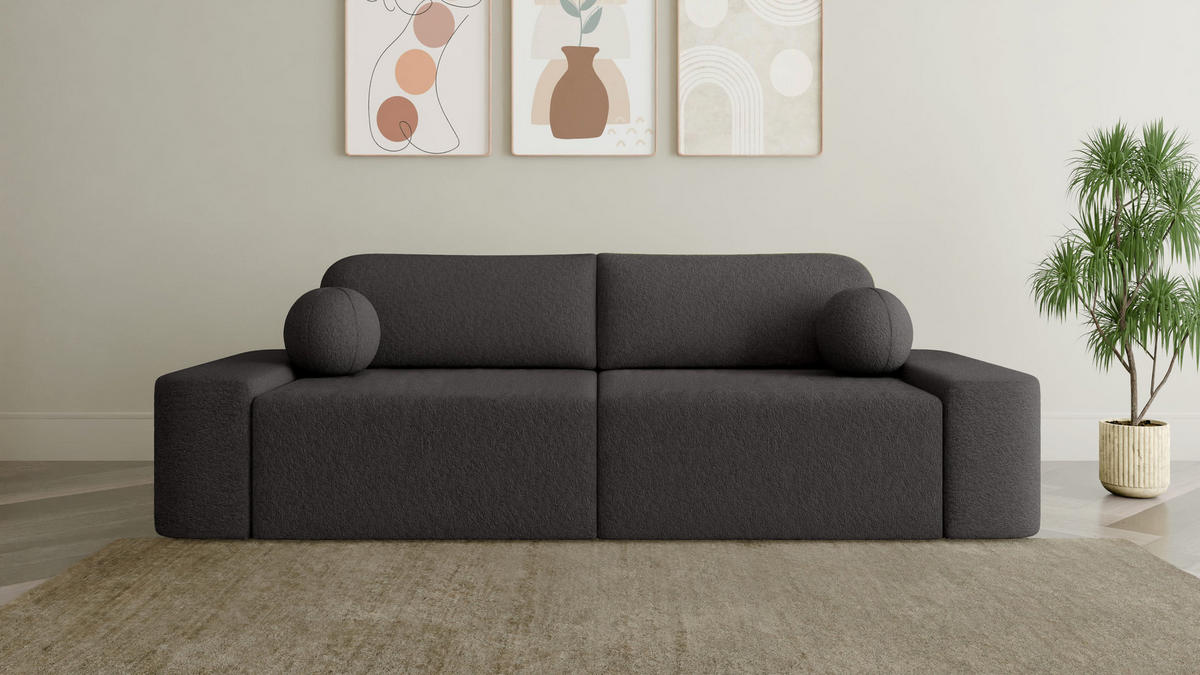 SOFA Lisbon - Schwarz (Arena 19) - Schwarz, Holzwerkstoff (268/85/110cm)