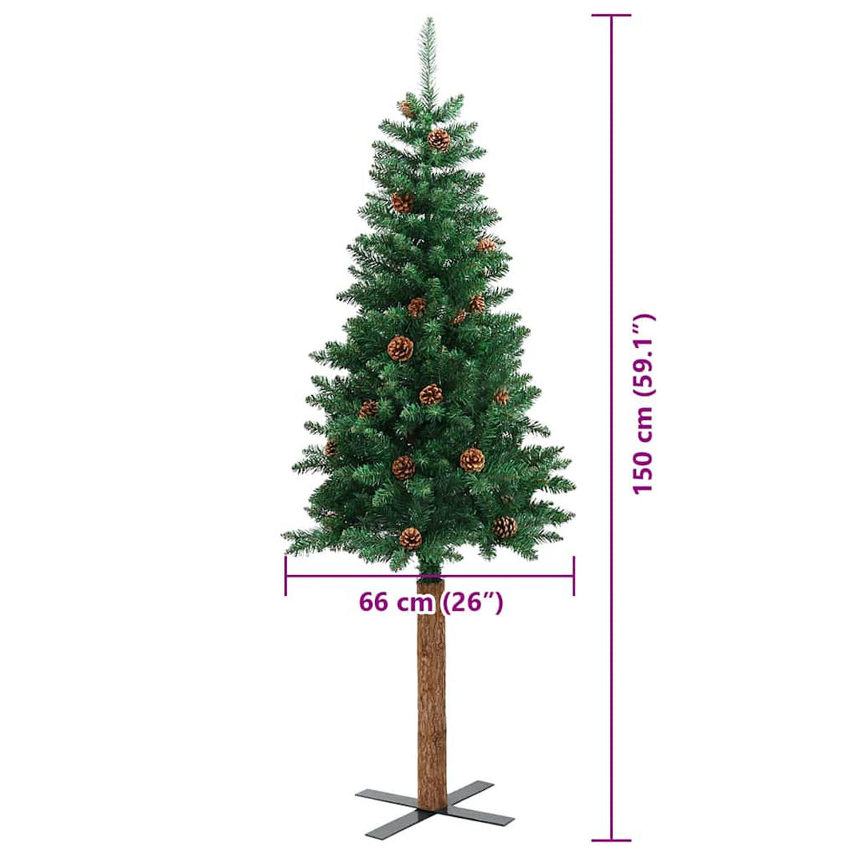 WEIHNACHTSBAUM Schlanker Haltbar 66/66/150 cm Grün PVC - Grün, Kunststoff (150cm) - vidaXL