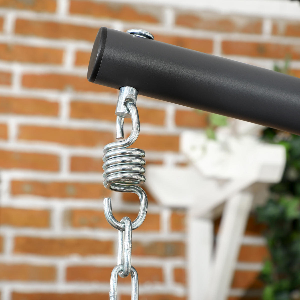 HÄNGESTUHL Höhe 194 cm, klappbarer Hängekorb, Kissen, bis zu 100 kg, Hellgrau - Hellgrau, Kunststoff (131/194/100cm) - Outsunny