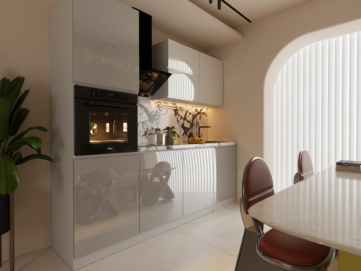 KÜCHENZEILE 240 cm Glanzia – KU-S05 – Grau / Weiß – Hochglanz - Weiß Hochglanz/Grau, Holzwerkstoff (240/212/60cm) - hi-markt