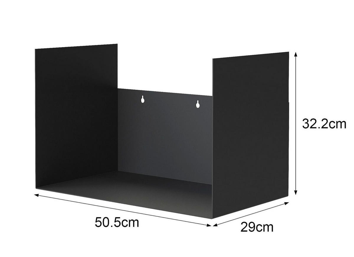 KAMINHOLZREGAL Innen Metall Schwarz mit Rückwand an der Wand Hängend - Schwarz, Metall (50.5/32.2/29cm) - DanDiBo