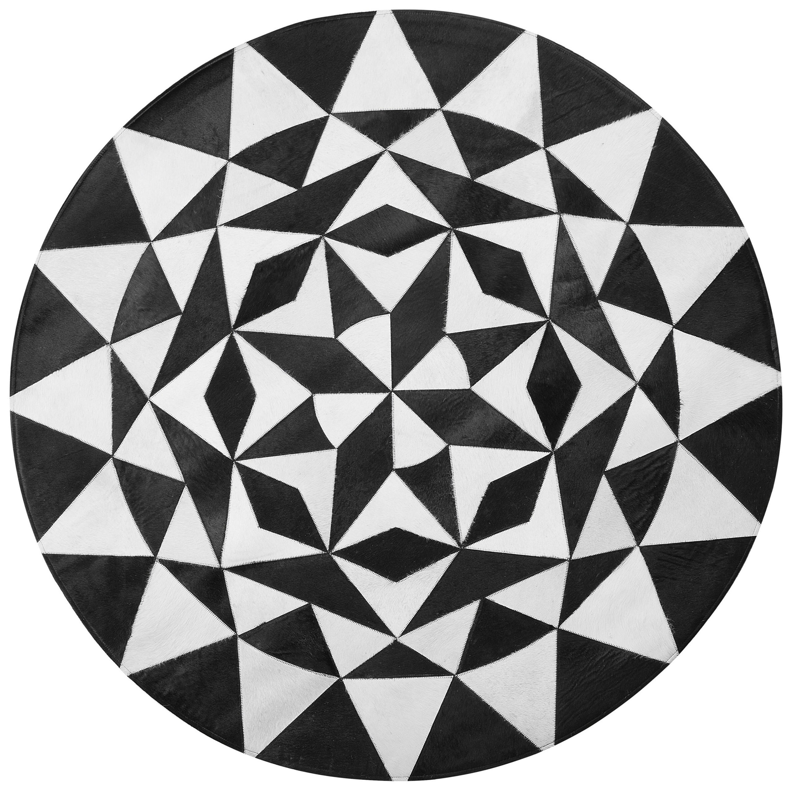 KURZFLOR-TEPPICH Turgutlu 140/140 cm - Schwarz, Fell (140/140cm) - Beliani