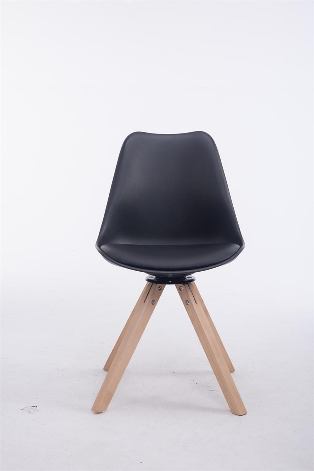 DREHSTUHL Lederlook schwarz - Eukalyptusholzfarben/Schwarz, Holz/Textil (48/84/56cm) - CLP