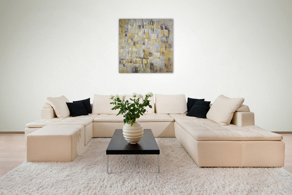 ACRYLBILD HANDGEMALT 80/80 cm - Gelb, Holz/Textil (80/80cm) - KUNSTLOFT