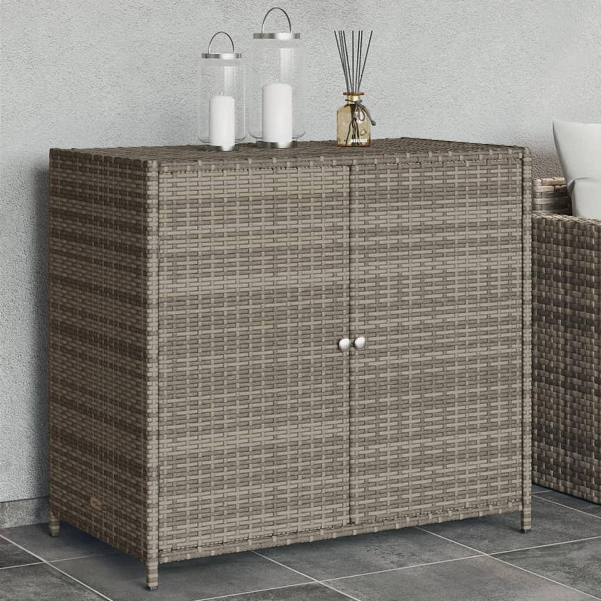 GARTENSCHRANK Grau 83x45x76 cm Poly Rattan - Grau, Kunststoff (83/76/45cm) - furnicato
