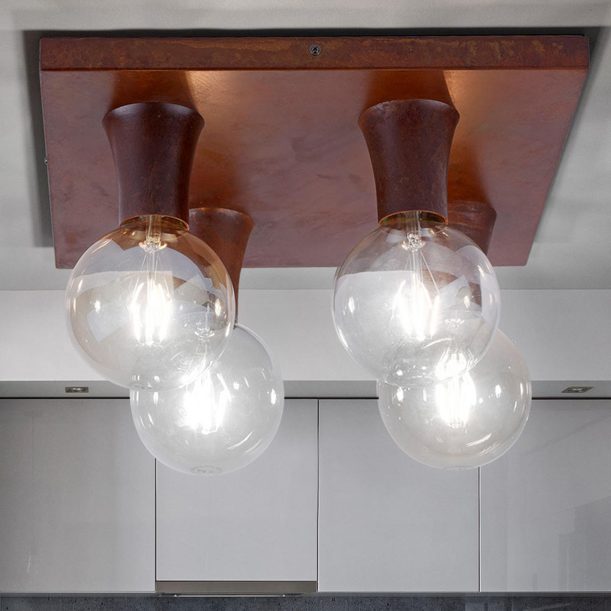 DECKENLEUCHTE Metall Rostfarben Quadratisch - Braun, Metall (40/40/11cm)