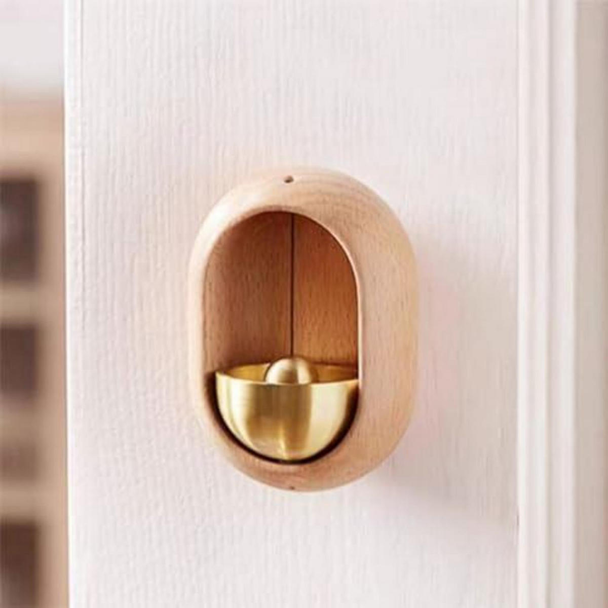WINDSPIEL mit Glocke Holz Oval - Goldfarben, Holz (8/5/5cm)