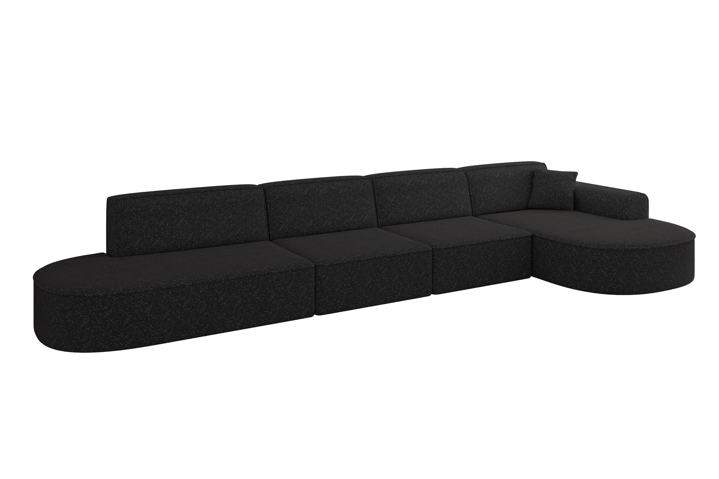 ECKSOFA Ottomane Rechts MARI-L3 - 413x171x79 cm Schwarz Tissu - Schwarz, Holzwerkstoff/Kunststoff (171/413cm) - ALTDECOR