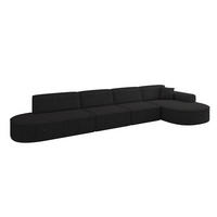 ECKSOFA Ottomane Rechts MARI-L3 - 413x171x79 cm Schwarz Tissu - Schwarz, Holzwerkstoff/Kunststoff (171/413cm) - ALTDECOR