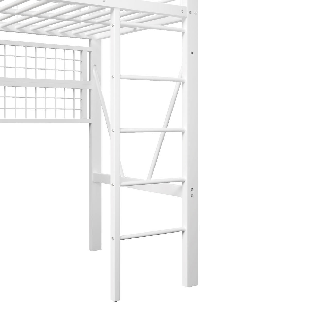 HOCHBETT aus Metall und MDF 90x200 cm in Weiß mit LED & Ablagefach - Weiß, Metall (90/200cm) - Modfu