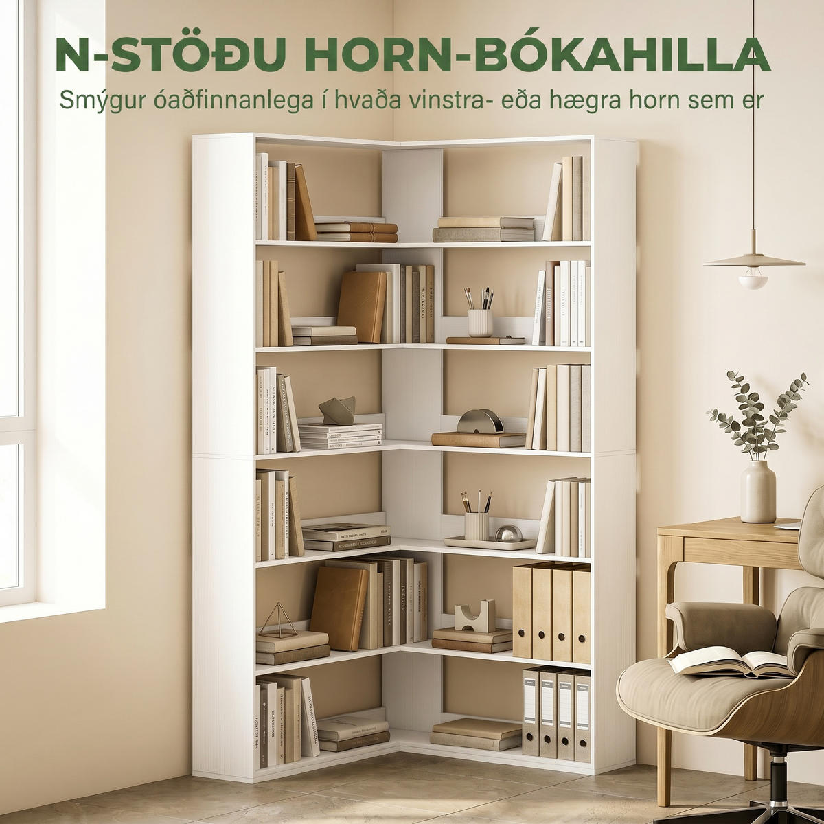 BÜCHERREGAL Spanplatte Weiß - Weiß, Holzwerkstoff (90/180/90cm) - HOMCOM
