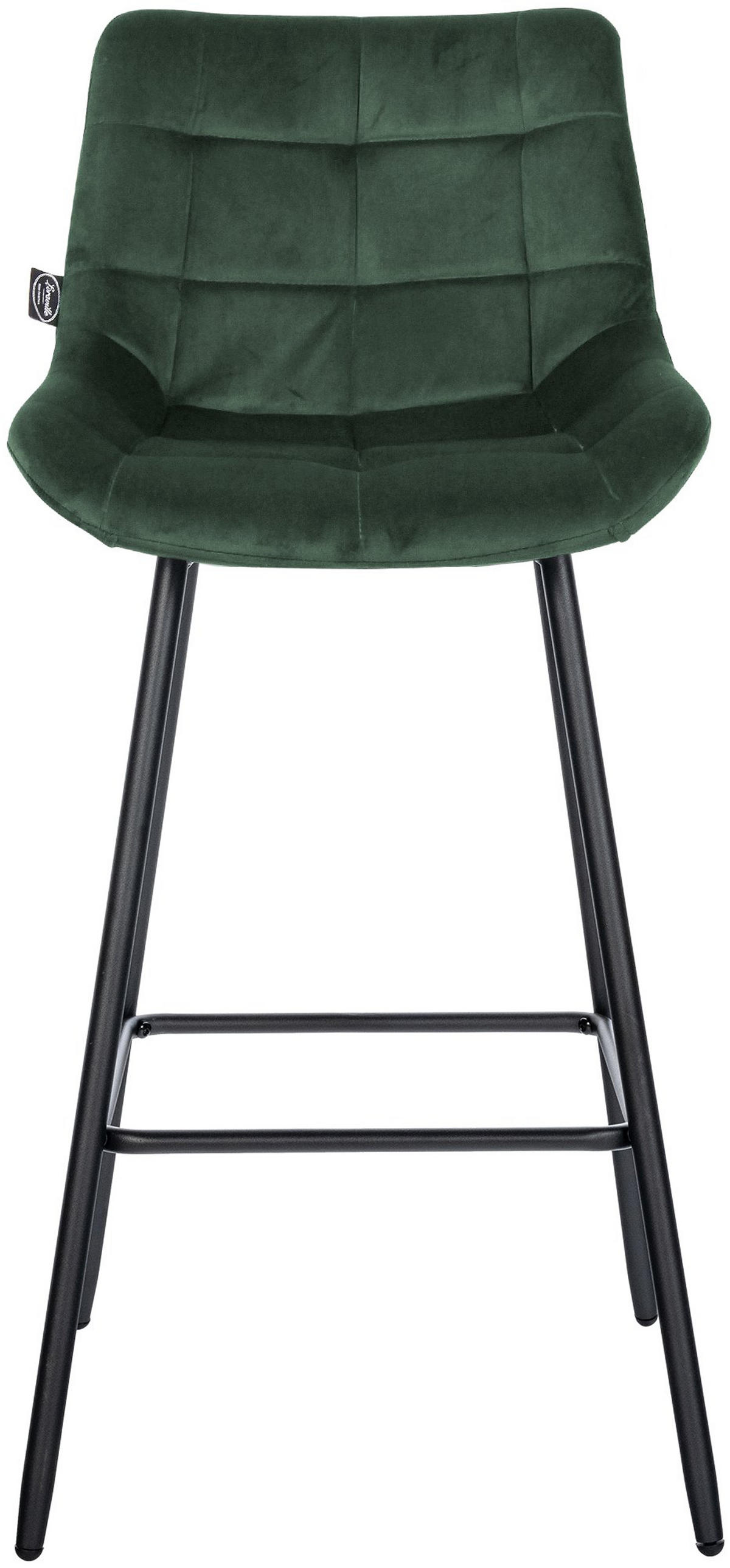 BARHOCKER Welton Samt dunkelgrün - Schwarz/Grün, Textil/Metall (49/104/56cm) - TPFLiving