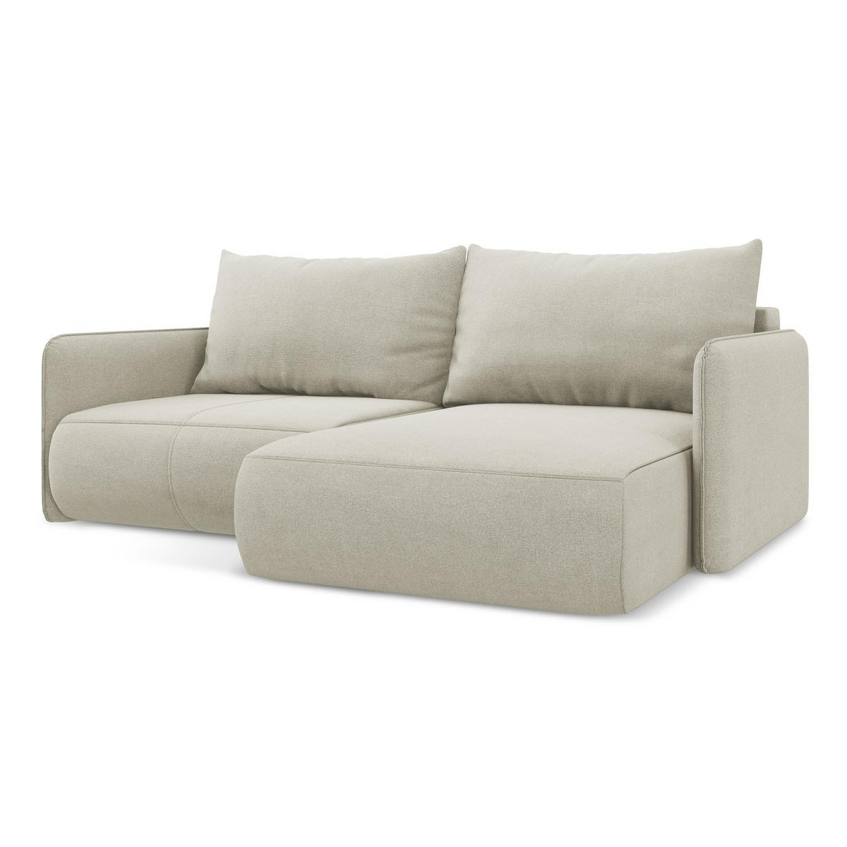 ECKSOFA mit Schlaffunktion Strukturstoff Stoff Beige - Beige/Creme, Kunststoff/Textil (207/148cm) - LaMiaSofa