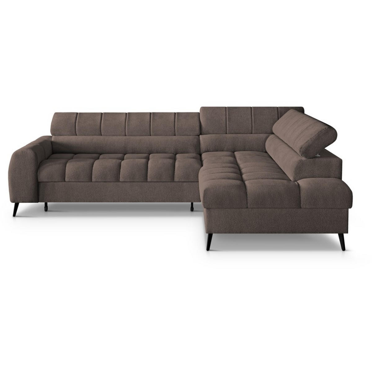 ECKSCHLAFSOFA Vinni Braun, Chenille-Stoff, rechts - Braun, Textil (265/205cm) - Beautysofa