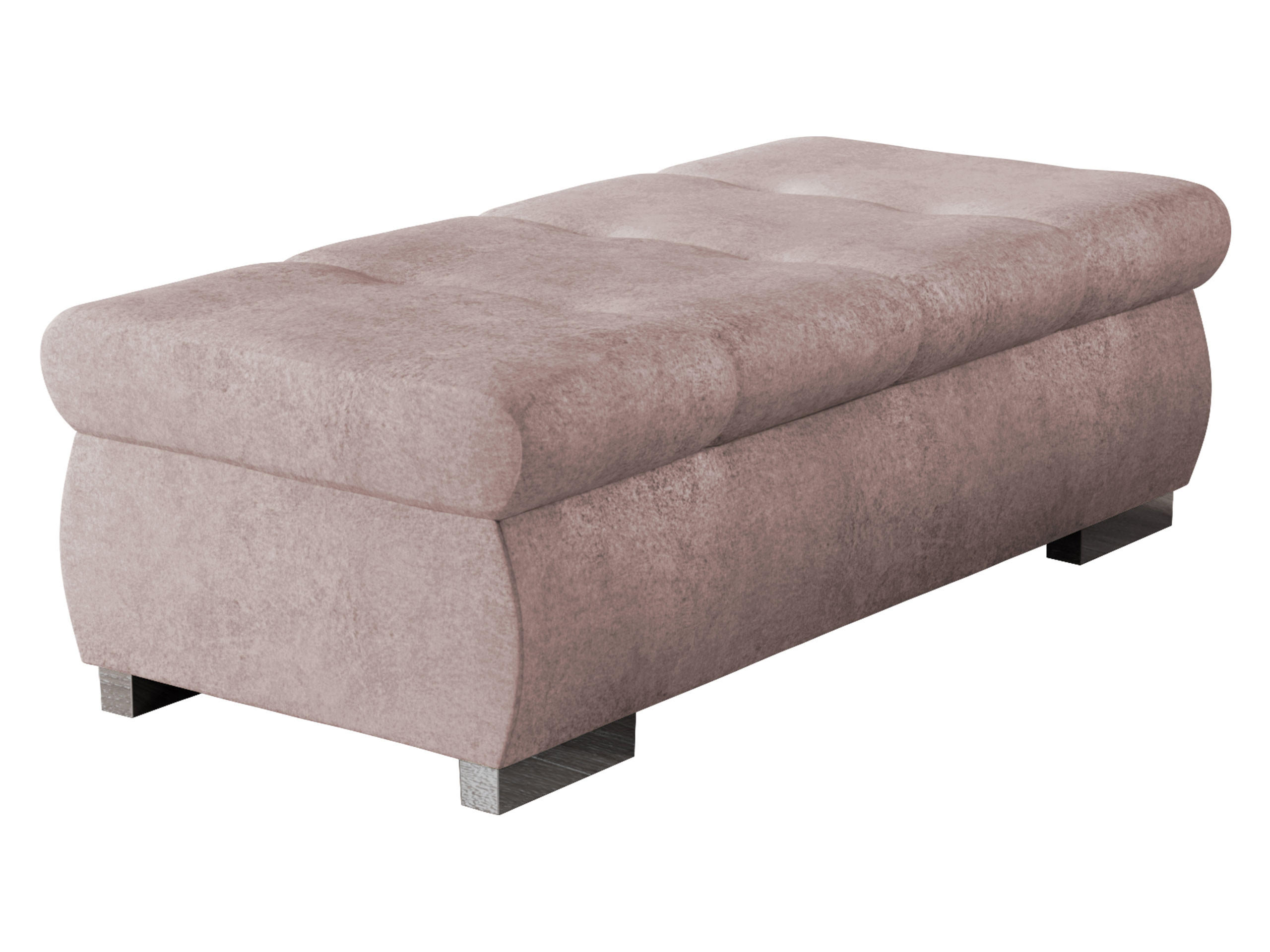 POLSTERHOCKER Orkan Groß - Hellrosa/Silberfarben, Holz/Textil (120/39/60cm) - MIRJAN24