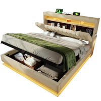 POLSTERBETT 140/200 cm Beige mit Stauraum-Kopfteil und LED-Beleuchtung mit Matratze - Beige, Textil (140/200cm) - OKWISH