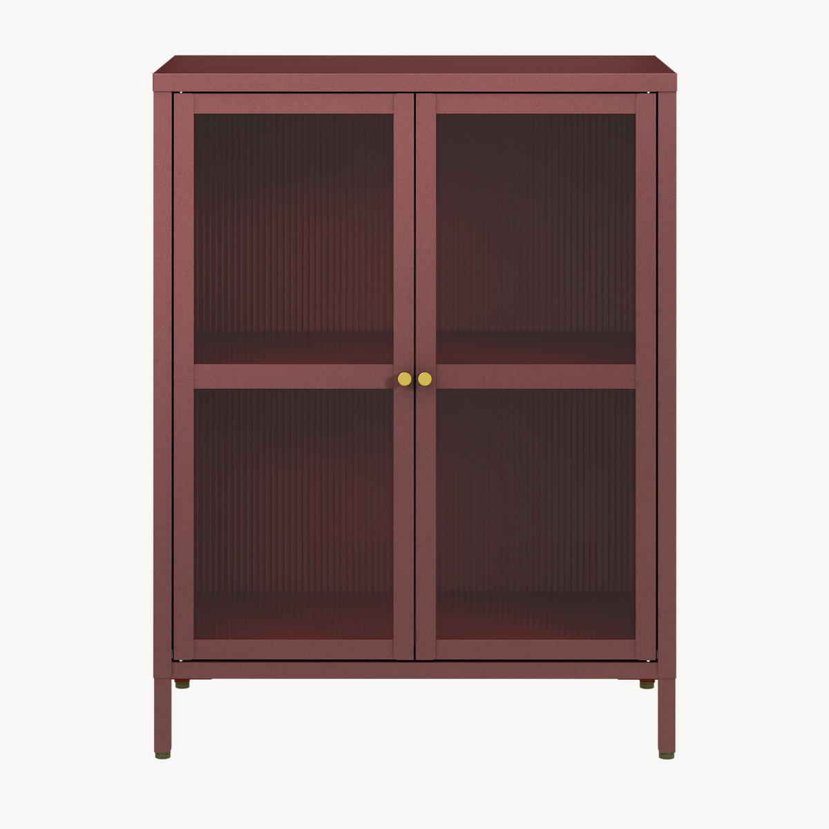 VITRÍNA Säkylä - bordeaux/průhledná, kov/sklo (64/84/35cm) - [en.casa]
