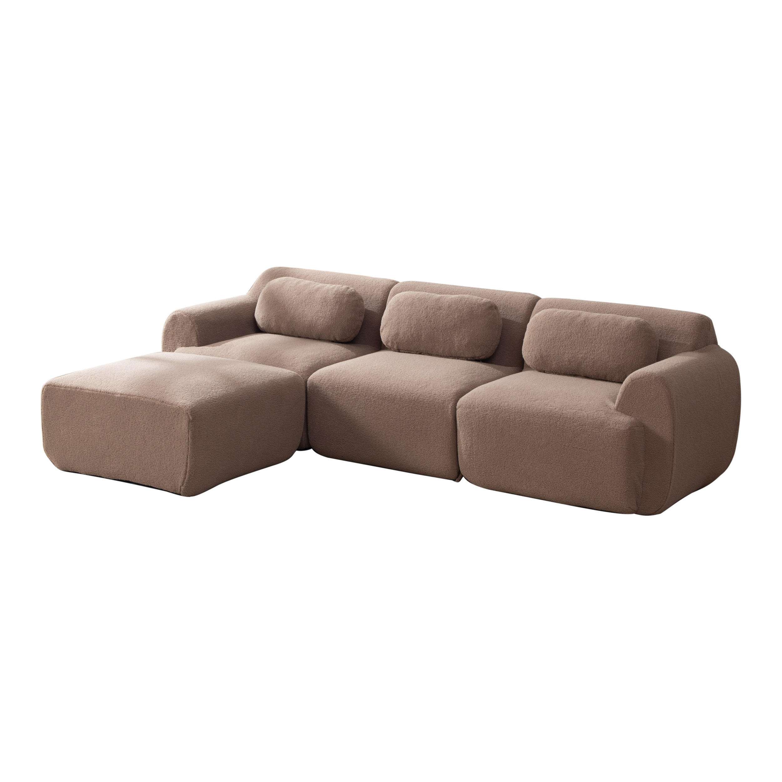 ECKSOFA Chenille Camel - Braun, Textil (271/177cm) - WISHDOR