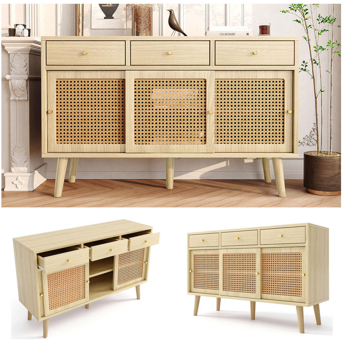 SIDEBOARD 120/40/78 cm Eiche aus MDF mit 3 Schubladen und 3 Türen - Eichefarben, Holzwerkstoff (40/78/120cm) - OKMYHOME