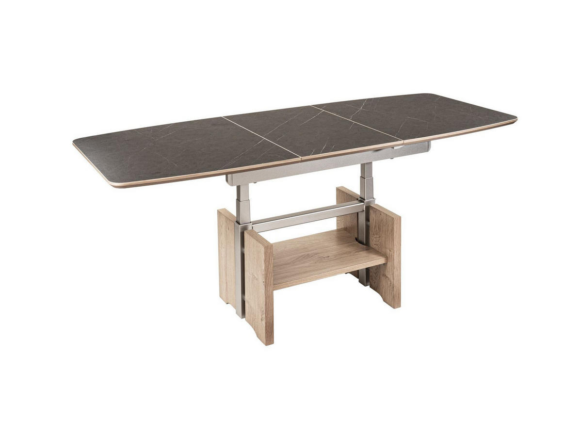 FUNKTIONSTISCH Chad 120x70x54 höhenverstellbar;ausziehbar Wildeiche Bianco/Marmara Nero - Braun, Holz (120/70/54cm) - 58aufmkessel