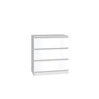 KOMMODE 3 SCHUBLADEN M3 - GLÄNZEND WEISS - Weiß, Holzwerkstoff (70/75/40cm) - CDF