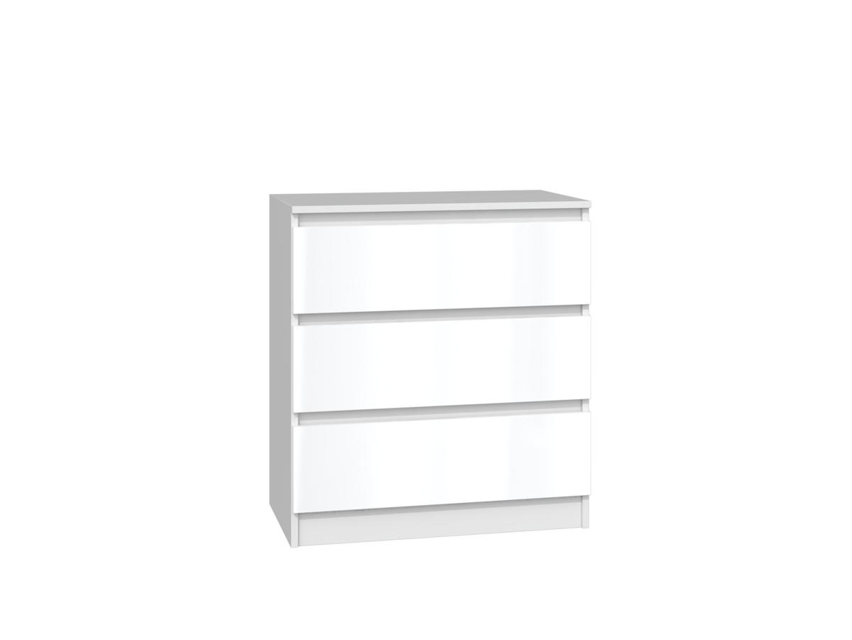 KOMMODE 3 SCHUBLADEN M3 - GLÄNZEND WEISS - Weiß, Holzwerkstoff (70/75/40cm) - CDF