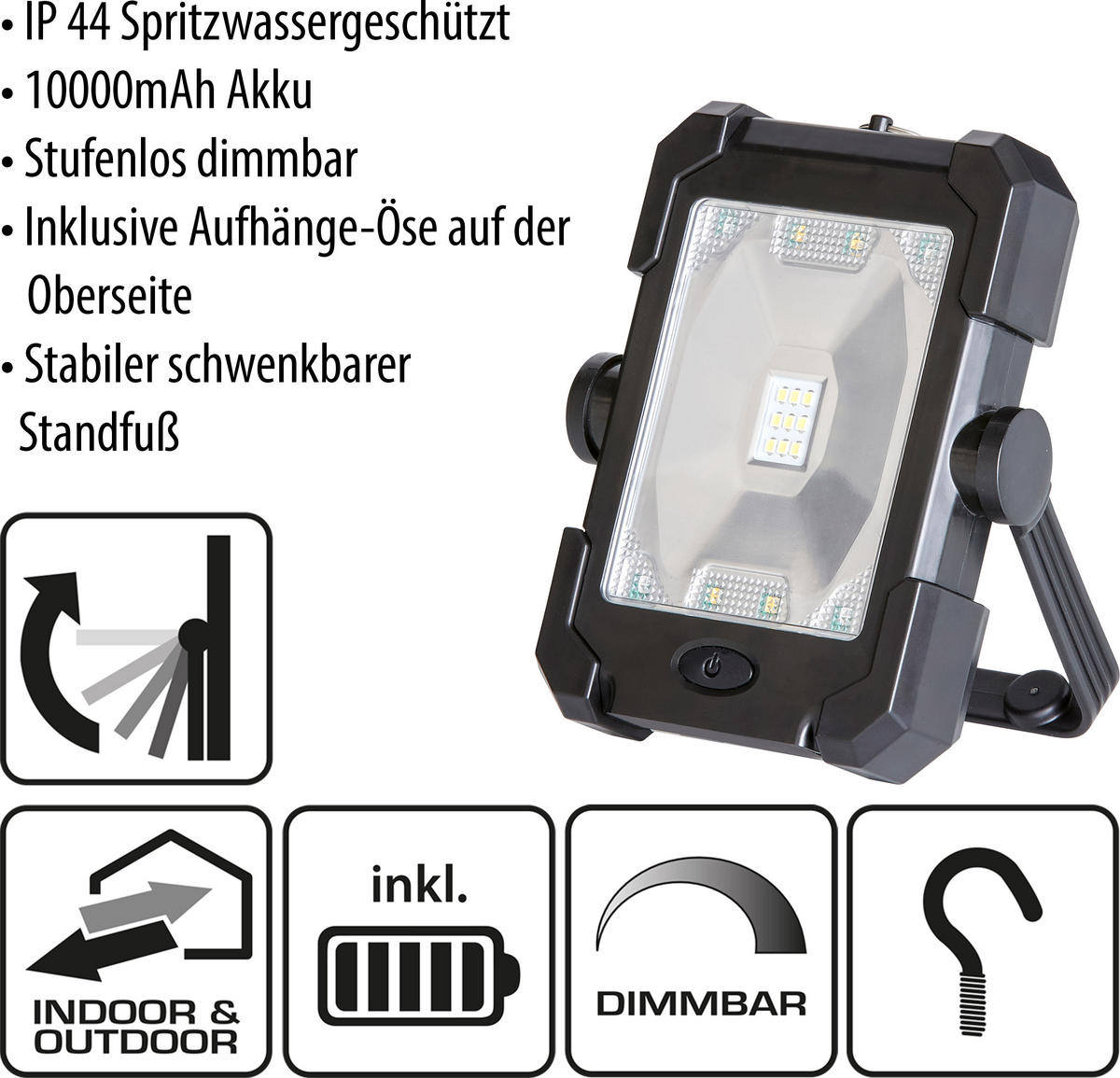 SOLAR-AKKU-OUTDOOR-ARBEITSLEUCHTE - vielseitige Campingleuchte mit Powerbank und LED Strahler für Nachtgebrauch, 2er-Set - Schwarz, Kunststoff (3.5/12.6/16.6cm) - Northpoint