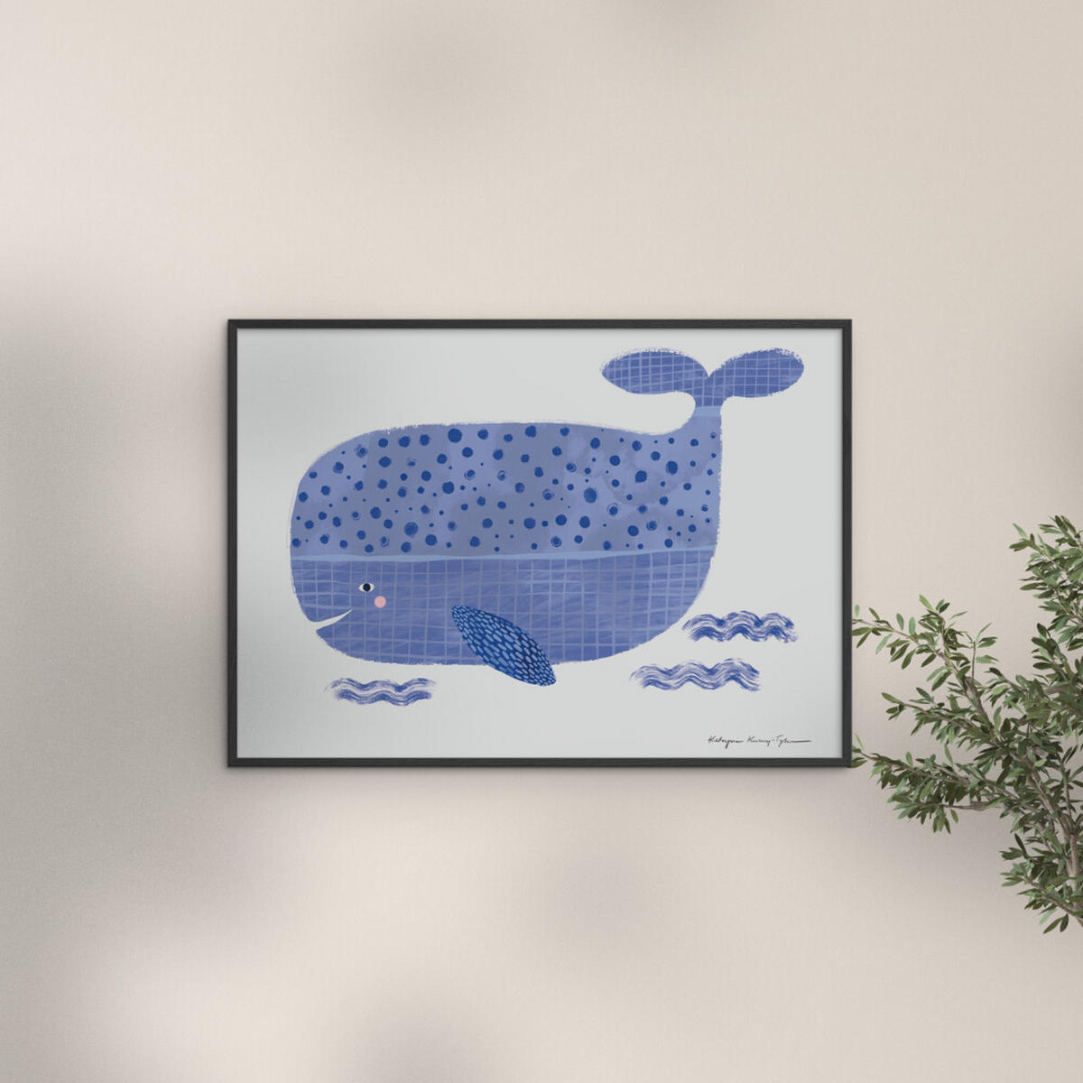POSTER mit Rahmen Wild Apple - Whale - Blau/Schwarz, Holz/Papier (30/40cm) - Poster&Frame