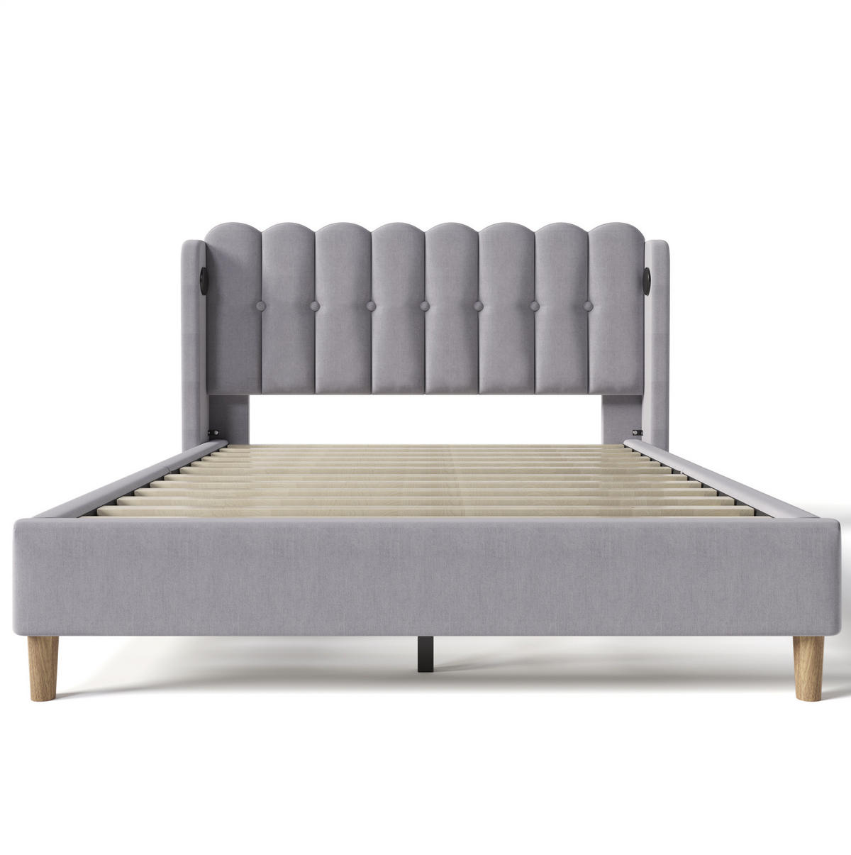 POLSTERBETT 160/200 cm in Grau mit USB-C, Lattenrost und Matratze - Grau, Textil (160/200cm) - BEAOK