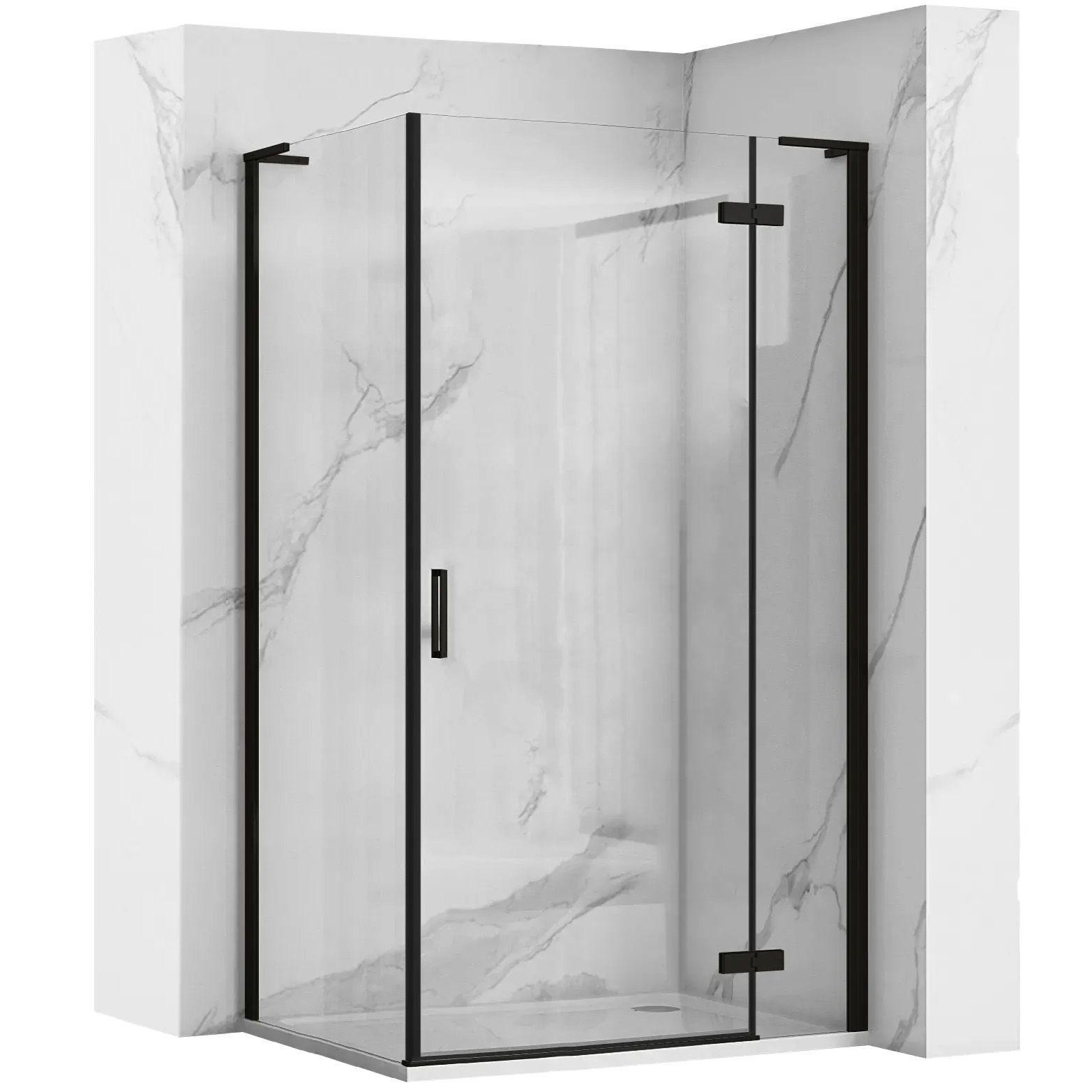 DUSCHKABINE Rea Hugo Black 100x80 - Schwarz, Glas (100/80/200.5cm) - REA