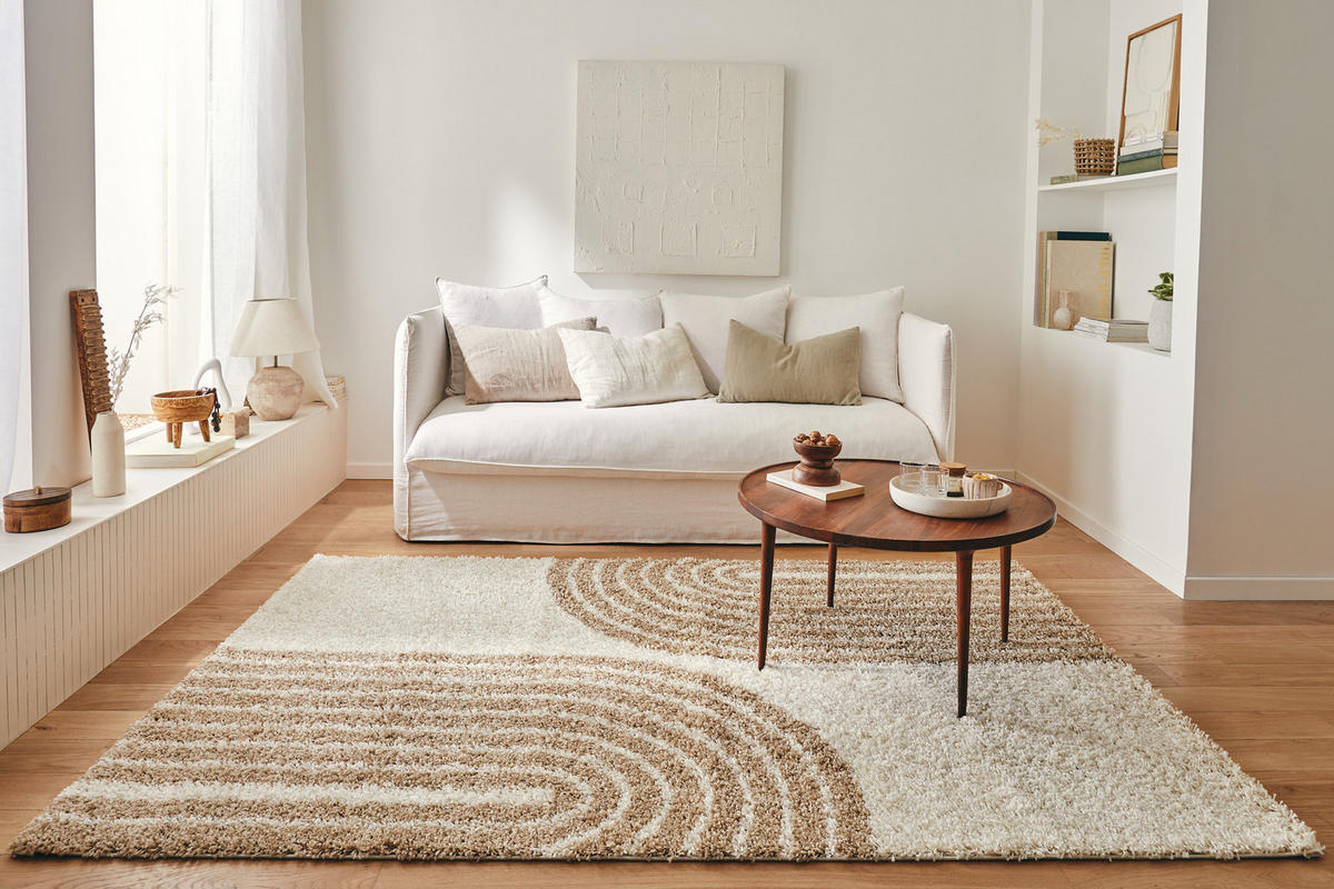 TEPPICH shaggy Beige Olympe 80x140 cm - Beige, Textil (80/140cm) - Nazar Rugs