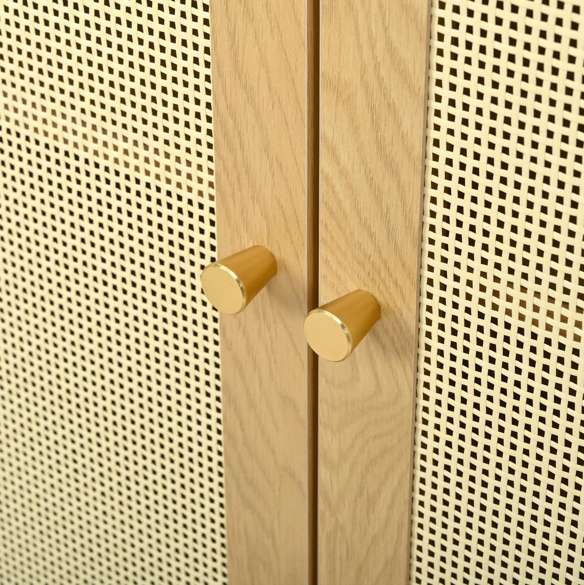 HIGHBOARD 60/121/40 cm aus Spanplatte mit Rattantüren - Naturfarben, Holzwerkstoff (40/121/60cm) - OKMYHOME