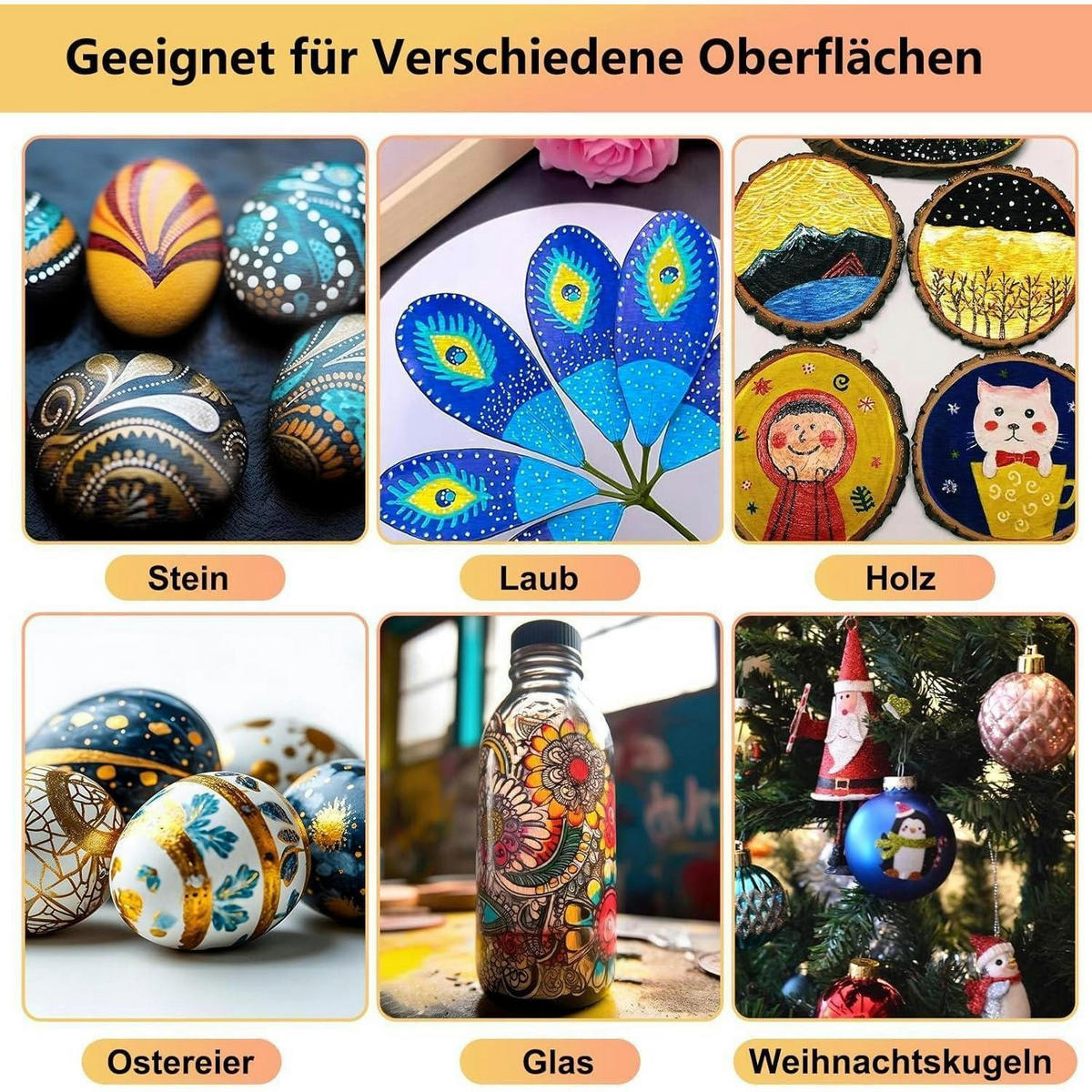 ACRYLSTIFTE Set 72-teilig mit Metallic-Effekt - Multicolor, Kunststoff (1/1/15cm)