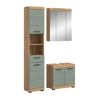 BADKOMBINATION 3tlg. Scout Bad in Artisan Eiche Nachbildung und Salbei Nachbildung B/H/T: 112x191x34 cm - Eiche Artisan, Holz (112/191/34cm)