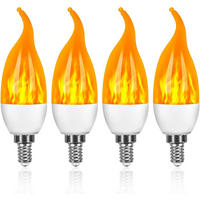 LED BULB 4er-Set E14 3 W Flammeneffekt flackernd für Halloween Weihnachten Hochzeit - Weiß, Metall (11.5/4cm)