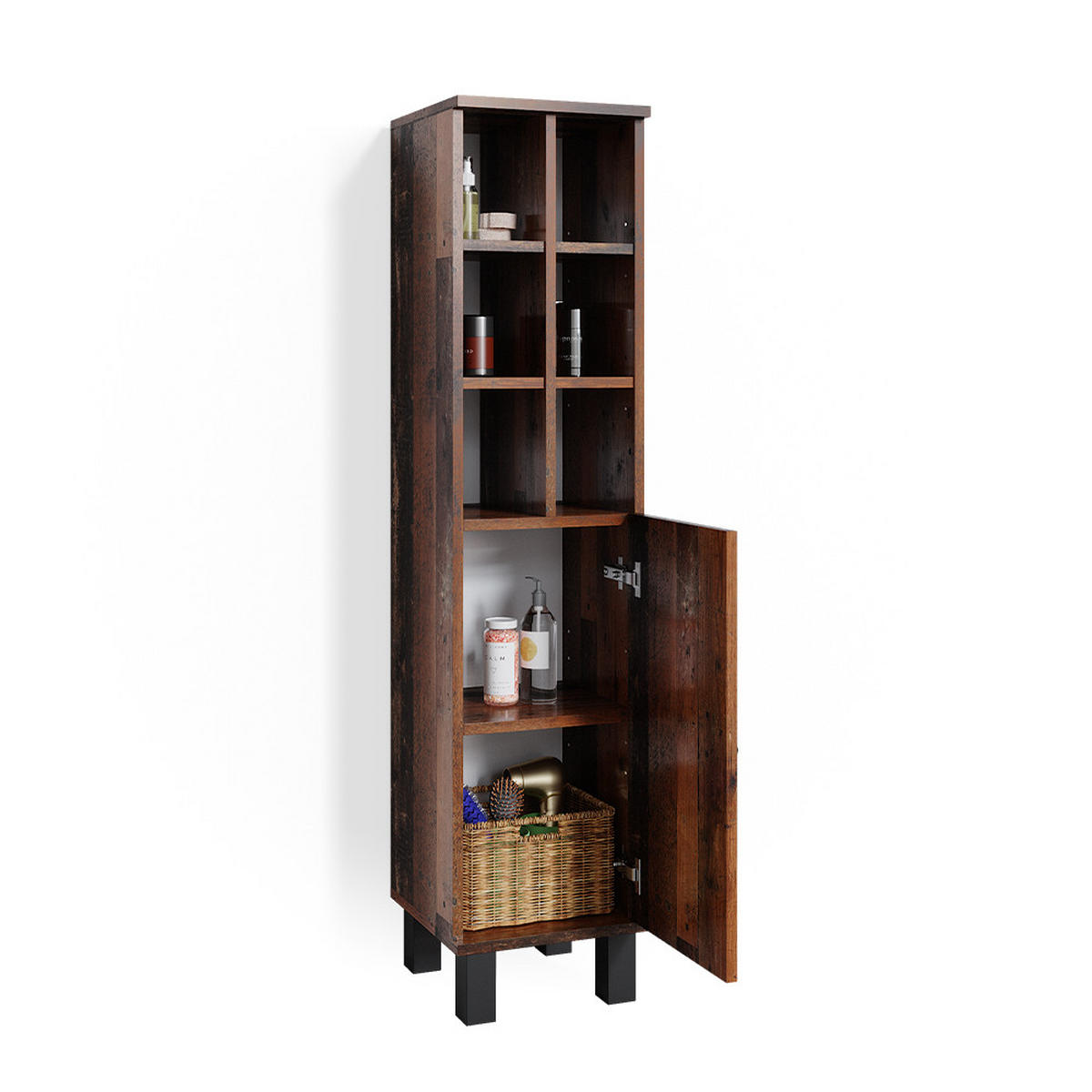 MIDISCHRANK Fynn Eiche rustikal 30 x 130.6 cm große Tür - Wildeiche, Holzwerkstoff (30/130.6/30cm) - Vicco