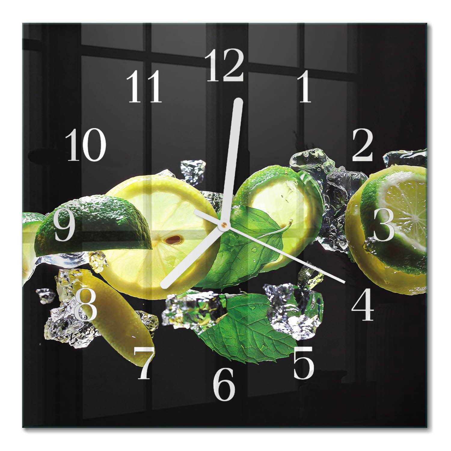 WANDUHR 30x30 cm - Zitrone und Limette - Grün, Glas (30/30/0.4cm) - TULUP