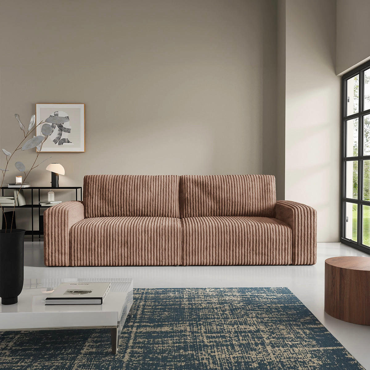 SOFA Angela 3 Sitzplätze Hellbraun - Braun, Holz (252/86/105cm) - Petits-meubles