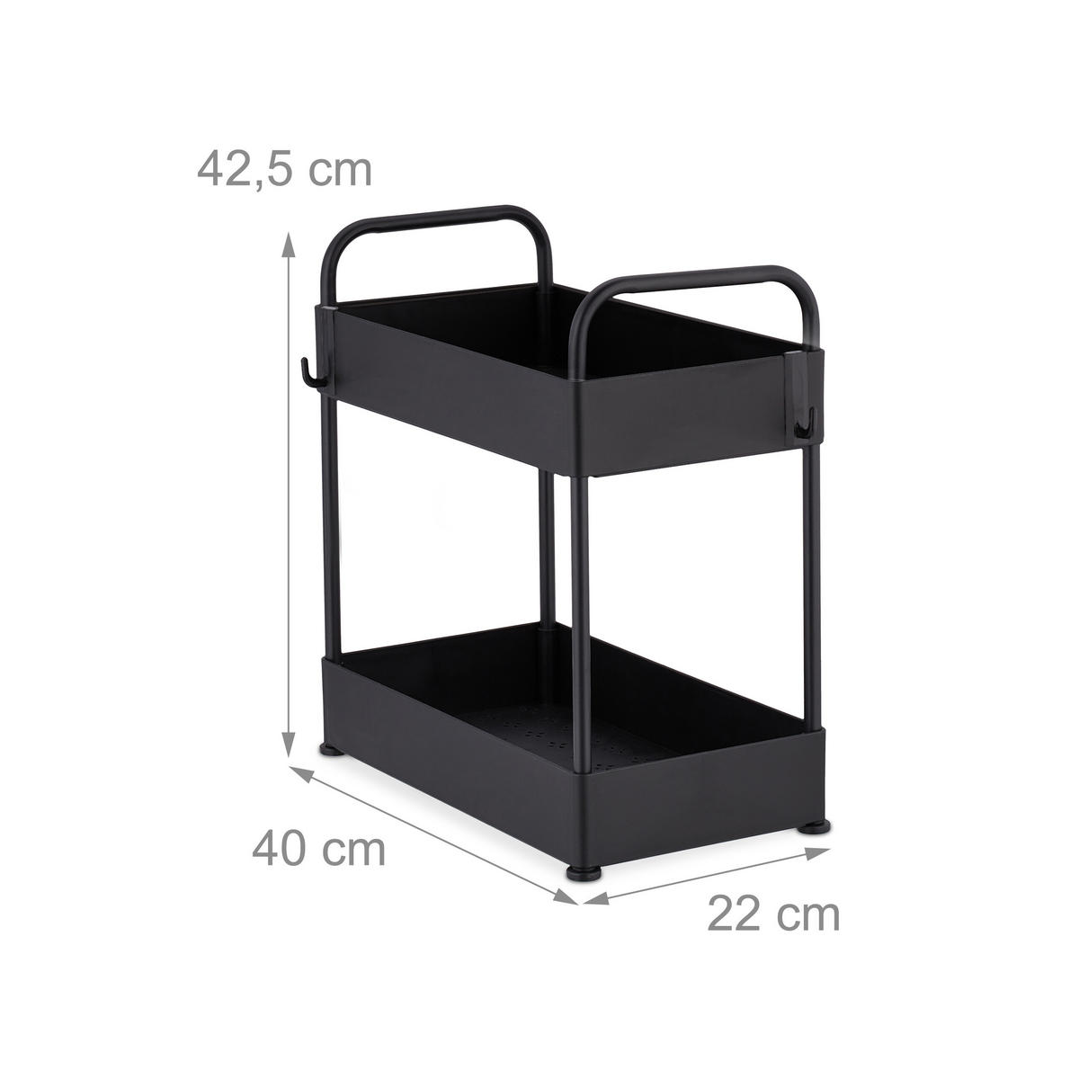 POLIČKA pod drezom - čierna, kov/plast (22/42.5/40cm) - Relaxdays