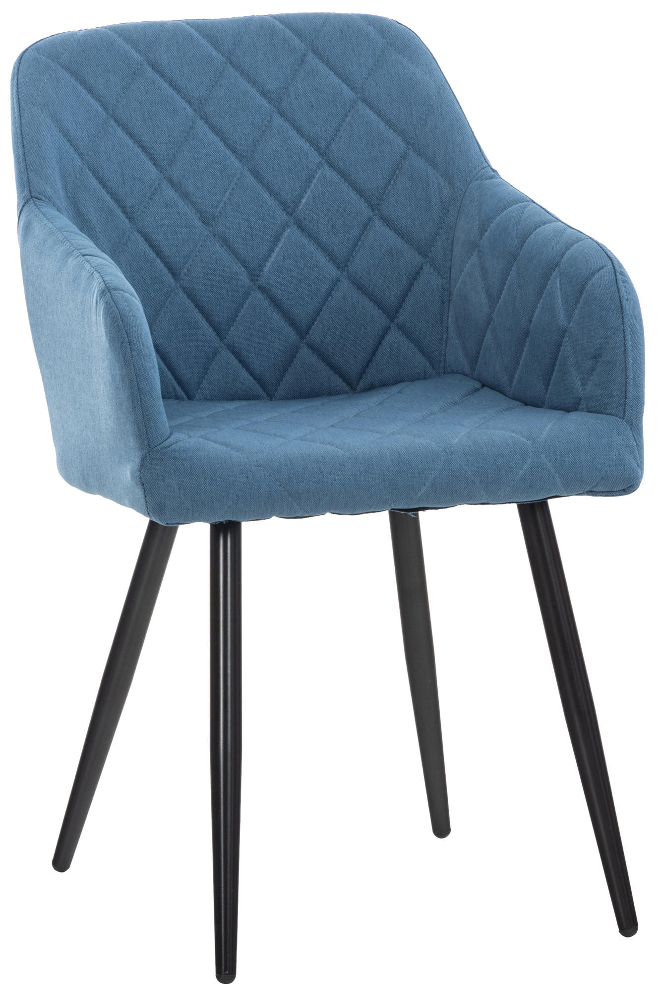ESSZIMMERSTUHL Shyva Stoff, Gestell Metall matt Schwarz Blau - Blau/Schwarz, Textil/Metall (47/84/44cm) - TPFLiving