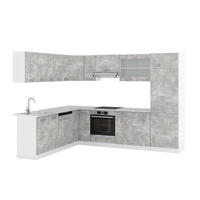ECKKÜCHE R-Line Beton 227 x 287 cm ohne AP - Schieferfarben/Weiß, Holzwerkstoff (287/81.6/46cm) - Vicco