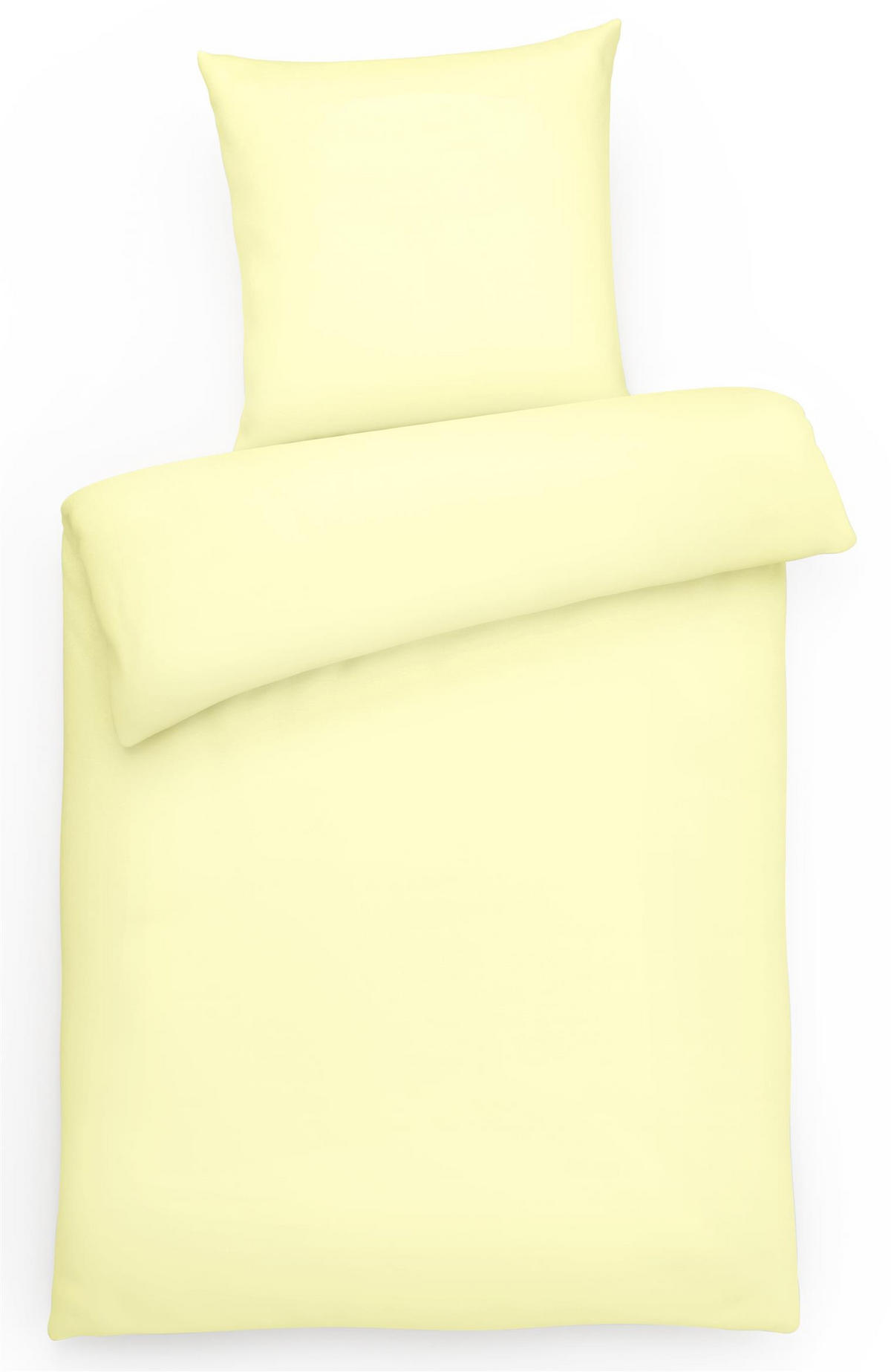 MAKO-SATIN-BETTWÄSCHE 155x220 Bettbezug einfarbig 100% Baumwolle - Uni Vanille - Hellgelb, Textil (155/220cm) - Carpe Sonno