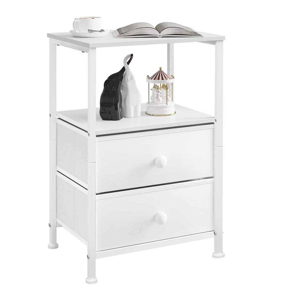 NACHTTISCH 40/60/30 cm mit 2 Schubladen - Weiß, Metall (40/60/30cm) - Kaket